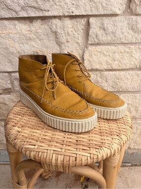Charlotte Stone Mustard Leather Platform Sneakers